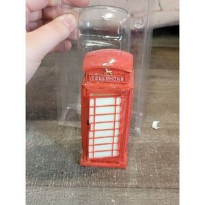 O'well red telephone booth village accessory decor xmas